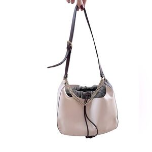 Zara TRF HOBO Lilac Lavender Dark Burgundy Color Block Bag w Gold Chain straps